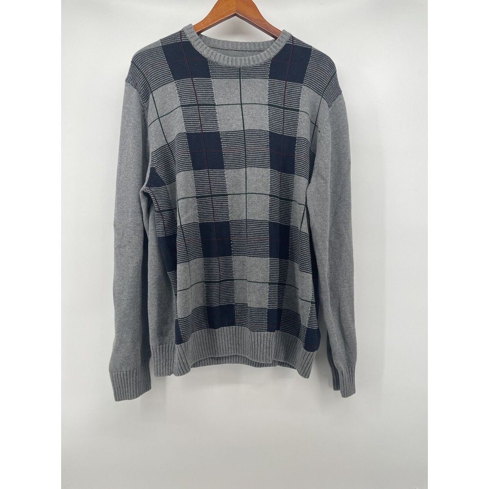 Geometric Grandpa‎ Sweater Men's Large Dad Gramps Grunge Retro 80s 90s Grey Blue